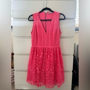 Alice & Olivia neon pink lace dress